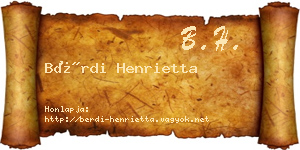 Bérdi Henrietta névjegykártya